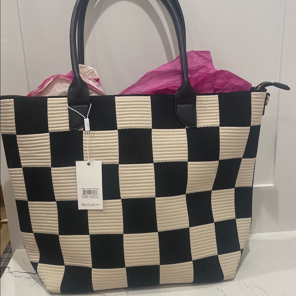 Moda Luxe Black and Cream Tote